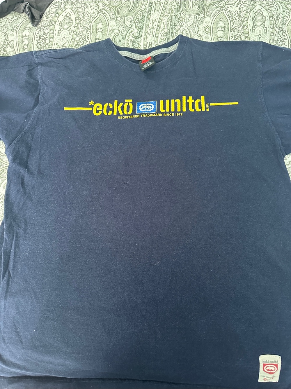 Ecko Unltd Navy Blue T-Shirt with Yellow Logo